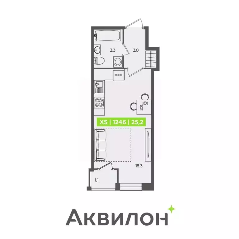 Студия Санкт-Петербург Планерная ул., 87к1 (25.2 м) - Фото 0