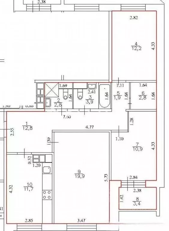 Квартира, 3 комнаты, 78.9 м - Фото 2