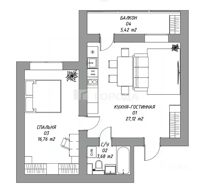 2-к кв. Новосибирская область, Новосибирск ул. Юности, 3 (52.0 м) - Фото 2