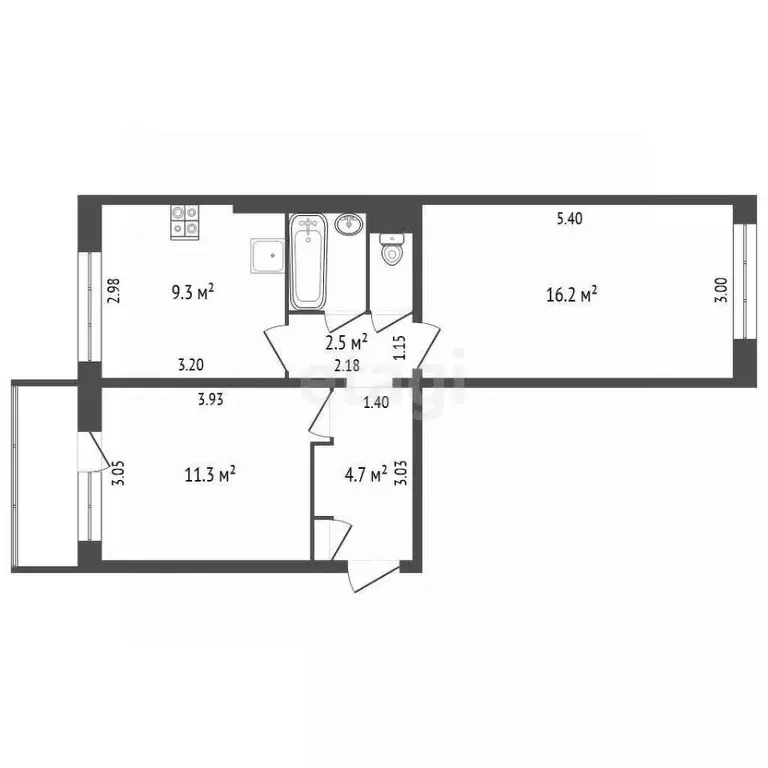 2-к кв. Московская область, Коломна просп. Кирова, 47 (50.0 м) - Фото 0