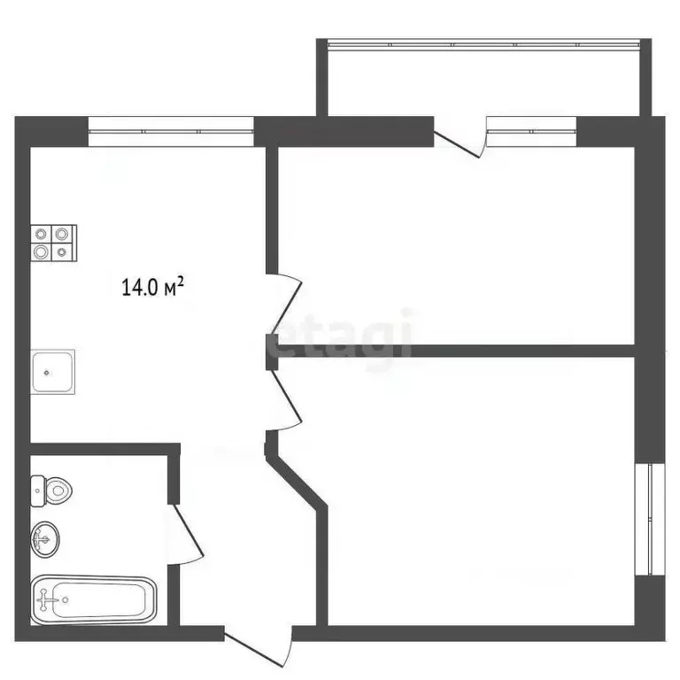 2-к кв. Кемеровская область, Кемерово ул. Сарыгина, 37 (44.4 м) - Фото 1