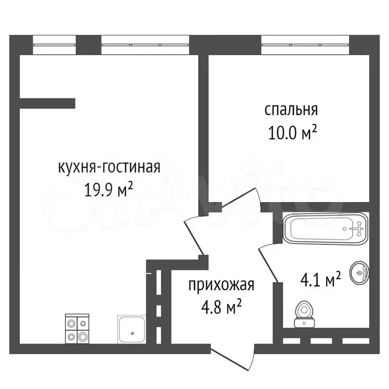 1-к. квартира, 40 м, 6/9 эт. - Фото 0