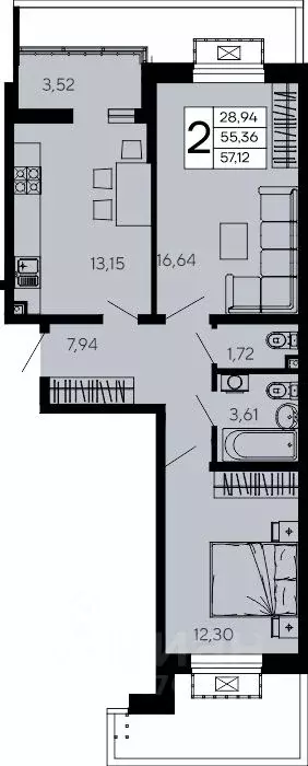 2-к кв. Адыгея, Майкоп 9 Мая ул. (57.12 м) - Фото 1