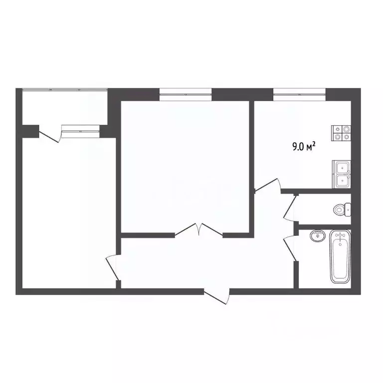 2-к кв. Московская область, Королев просп. Космонавтов, 39 (52.2 м) - Фото 1