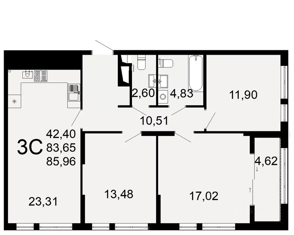 3-к кв. Рязанская область, Рязань Льговская ул., 8 (83.65 м) - Фото 0