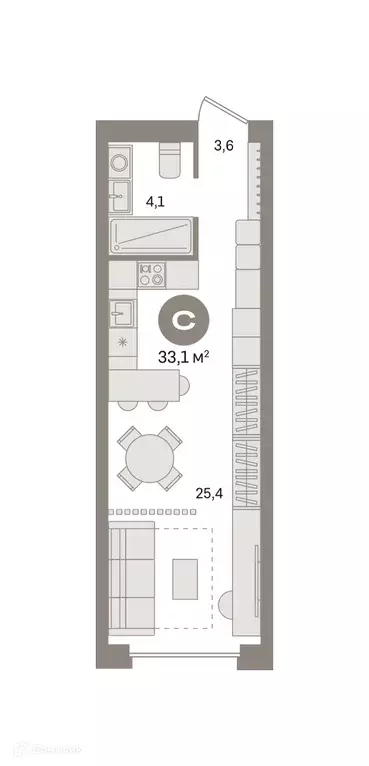 Продаётся квартира-студия, 33.11 м - Фото 0