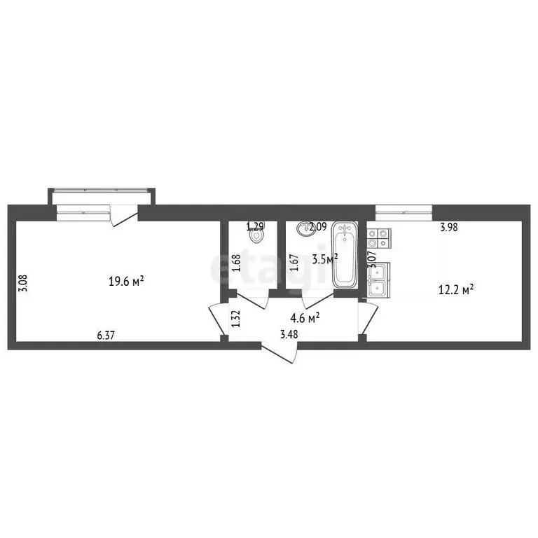 1-комнатная квартира: Аксай, улица Чапаева, 152к2 (42.1 м) - Фото 1