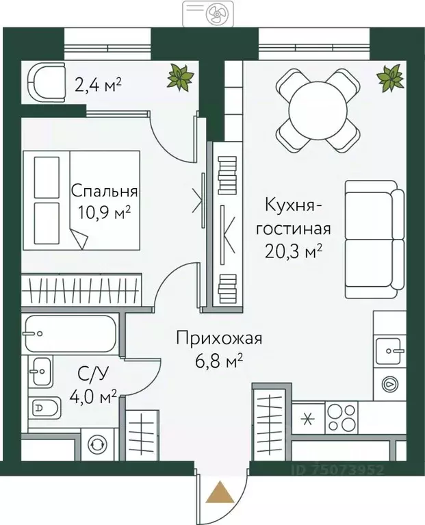 1-к кв. Волгоградская область, Волгоград Новосибирская ул., 74с1 (44.4 ... - Фото 0