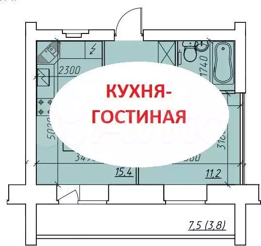 1-к. квартира, 38 м, 2/12 эт. - Фото 0