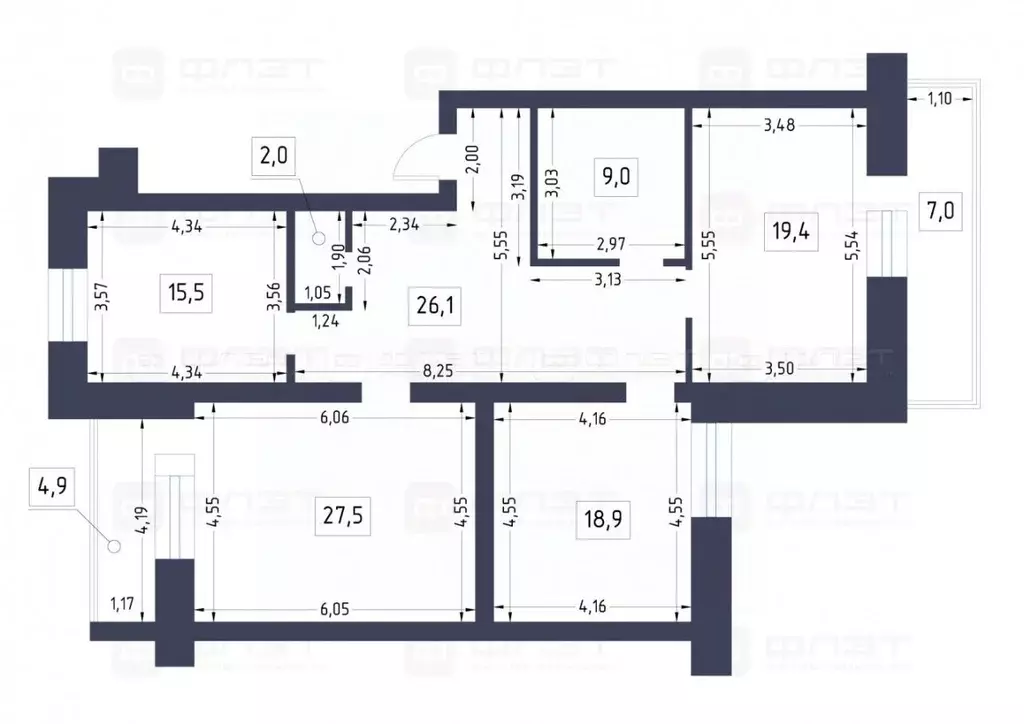 3-к кв. Татарстан, Казань ул. Журналистов, 2 (132.0 м) - Фото 2