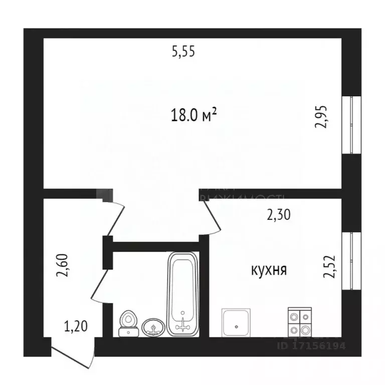 1-к кв. Тюменская область, Тюмень Колхозная ул., 2 (30.0 м) - Фото 1