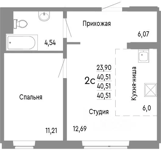 2-к кв. Челябинская область, Челябинск Нефтебазовая ул., 1к2 (40.51 м) - Фото 0