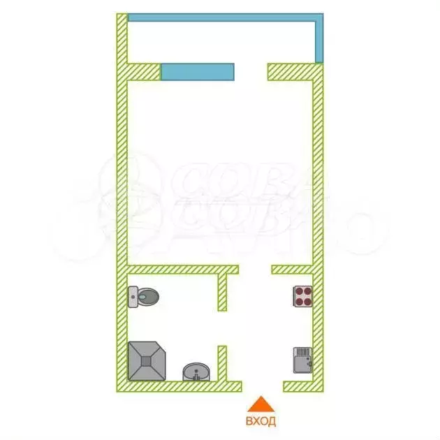 Квартира-студия, 19 м, 9/9 эт. - Фото 0