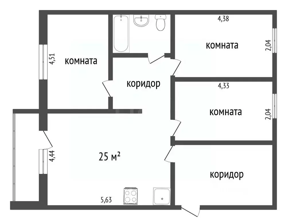 3-к кв. Тюменская область, Тюмень Солнечный проезд, 26 (91.6 м) - Фото 2