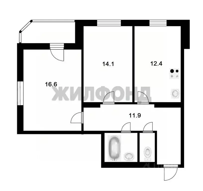 2-к кв. Новосибирская область, Новосибирск Северо-Чемской жилмассив, ... - Фото 0