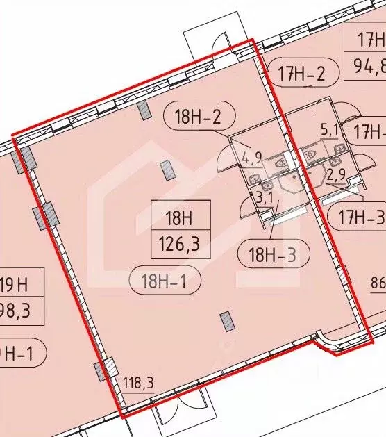 Помещение свободного назначения в Москва Марк жилой комплекс, к1 (126 ... - Фото 1