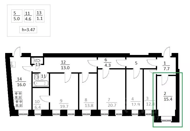 Комната Санкт-Петербург 10-я Советская ул., 18 (15.4 м) - Фото 0