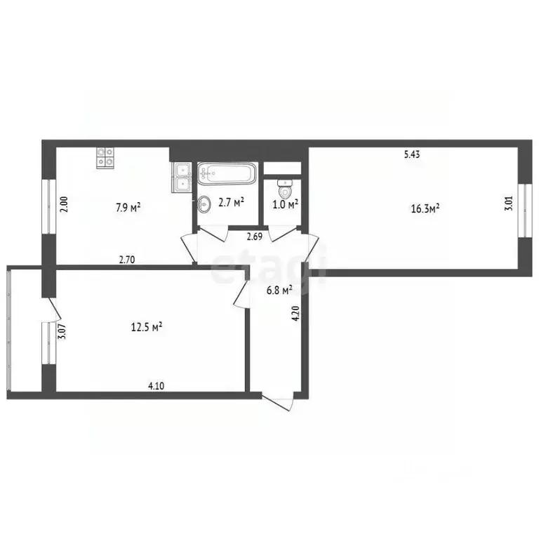 2-к кв. Калининградская область, Черняховск Ленинградская ул., 16к5 ... - Фото 2