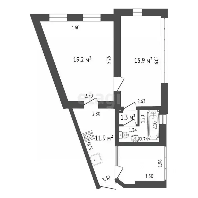 2-к кв. Крым, Ялта ул. Котельникова, 4 (53.0 м) - Фото 1