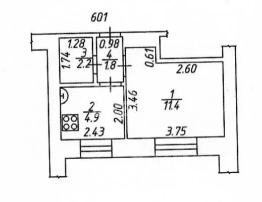 1-к кв. Татарстан, Нижнекамск ул. 30 лет Победы, 6 (20.3 м) - Фото 2