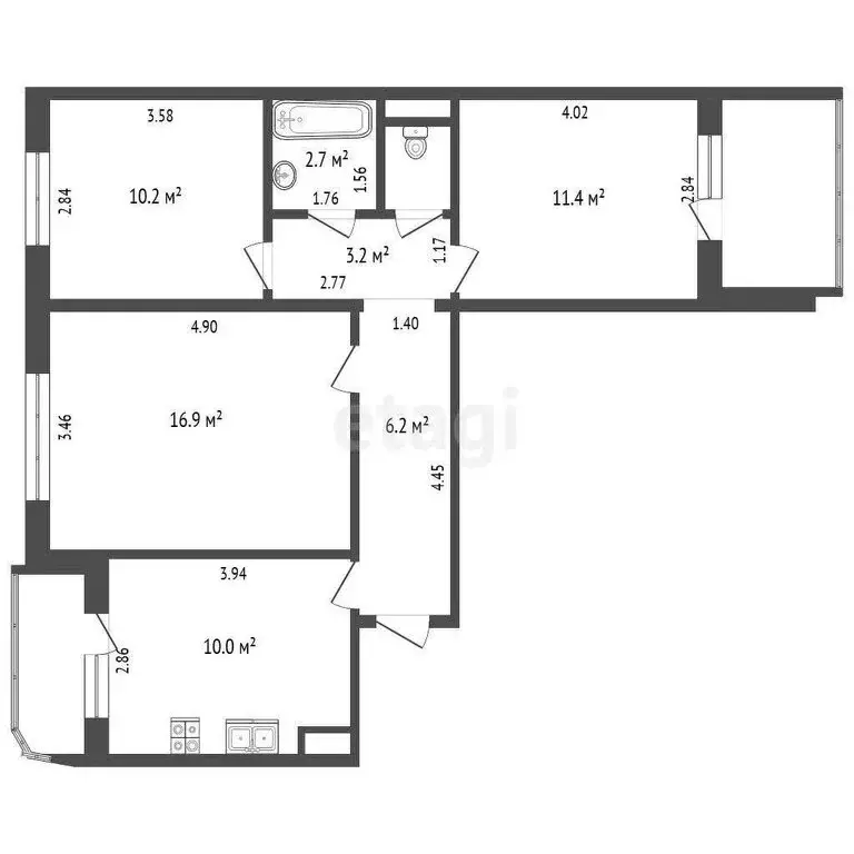 3-комнатная квартира: Омск, 21-я Амурская улица, 43 (63 м) - Фото 0