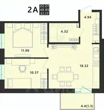 2-к кв. Псковская область, Псковский район, Завеличенская волость, д. ... - Фото 0