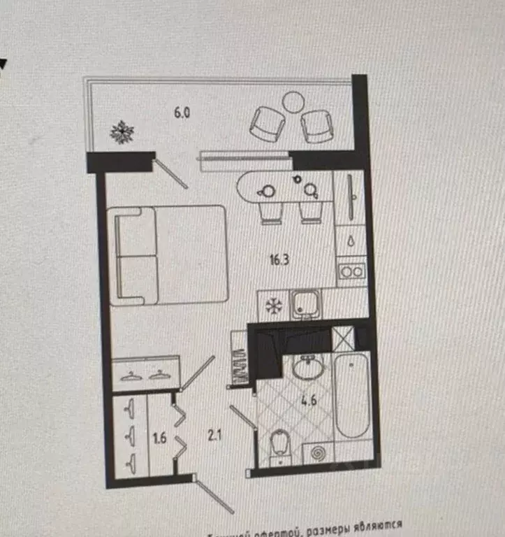 Студия Санкт-Петербург Черниговская ул., 17 (24.6 м) - Фото 2