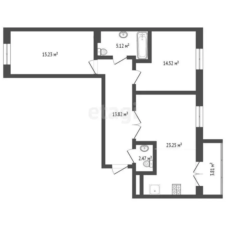 2-комнатная квартира: Тюмень, улица Тимофея Чаркова, 81к2 (74.4 м) - Фото 0