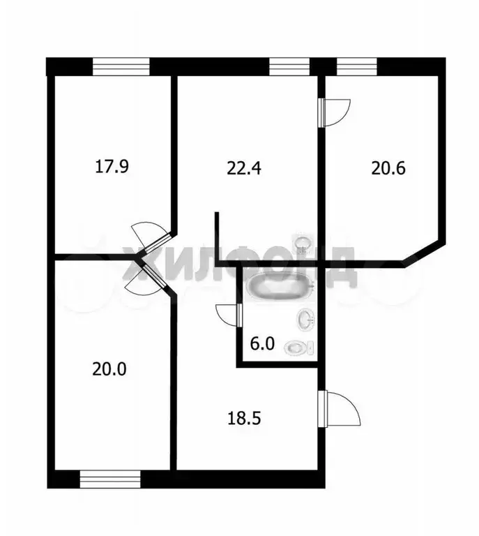 3-к. квартира, 105,4 м, 3/3 эт. - Фото 0