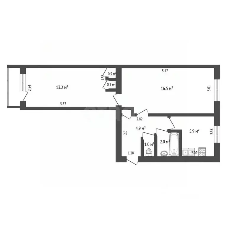 2-к кв. Забайкальский край, Чита ул. Ползунова, 27 (44.6 м) - Фото 2