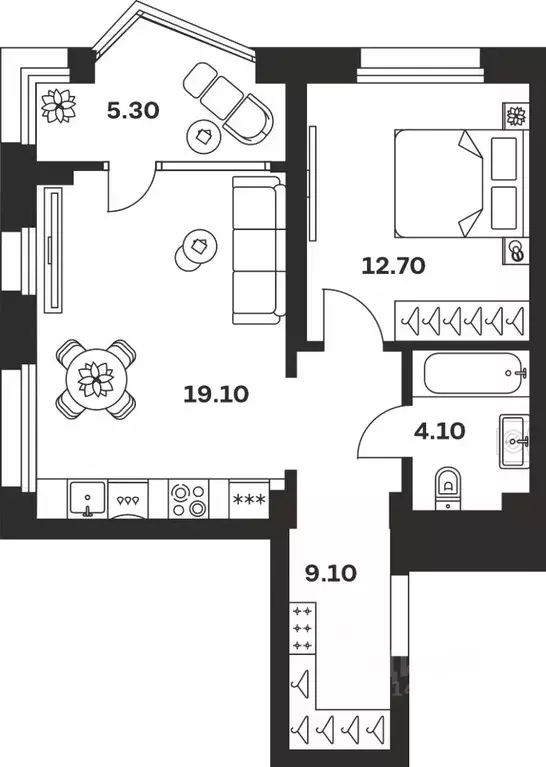 1-к кв. Тульская область, Тула ул. Михеева, 9А (50.3 м) - Фото 1