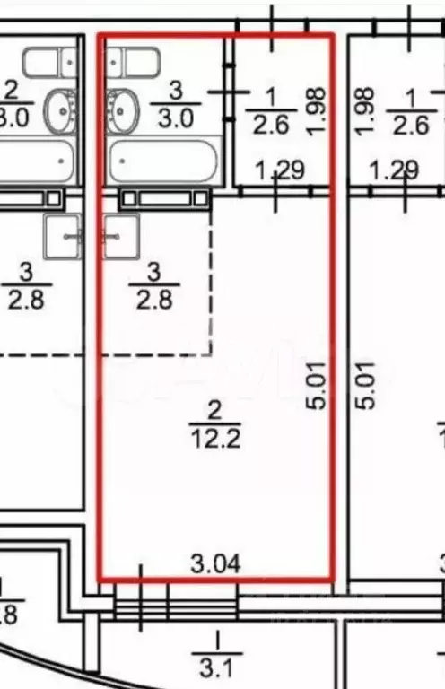 Студия Новосибирская область, Новосибирск Междуреченская ул., 1 (24.0 ... - Фото 2
