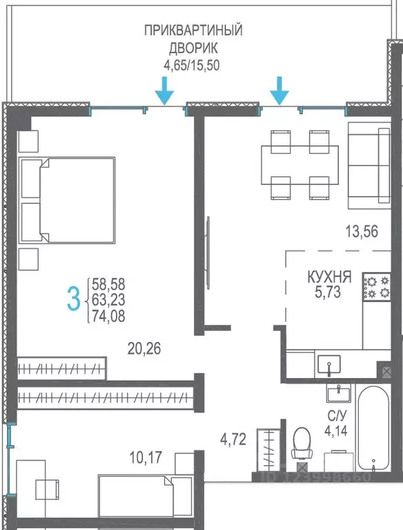 3-к кв. Крым, Сакский район, Лесновское с/пос, с. Прибрежное Розовое ... - Фото 1
