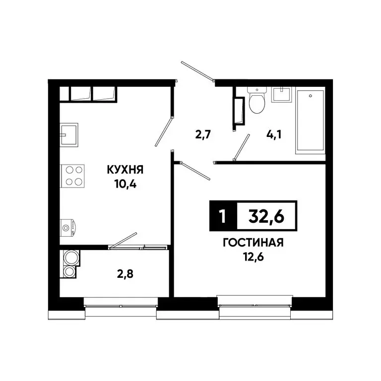 1-комнатная квартира: Ставрополь, Российский проспект, 18к4 (32.6 м) - Фото 0
