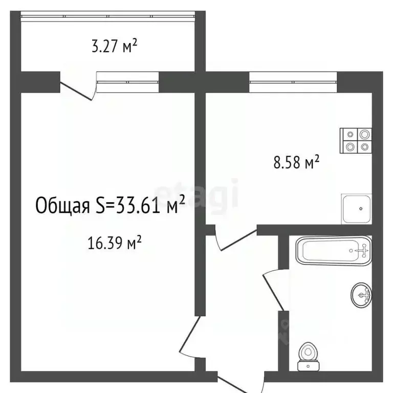 1-к кв. Брянская область, Брянск ул. Романа Брянского, 35 (34.0 м) - Фото 1