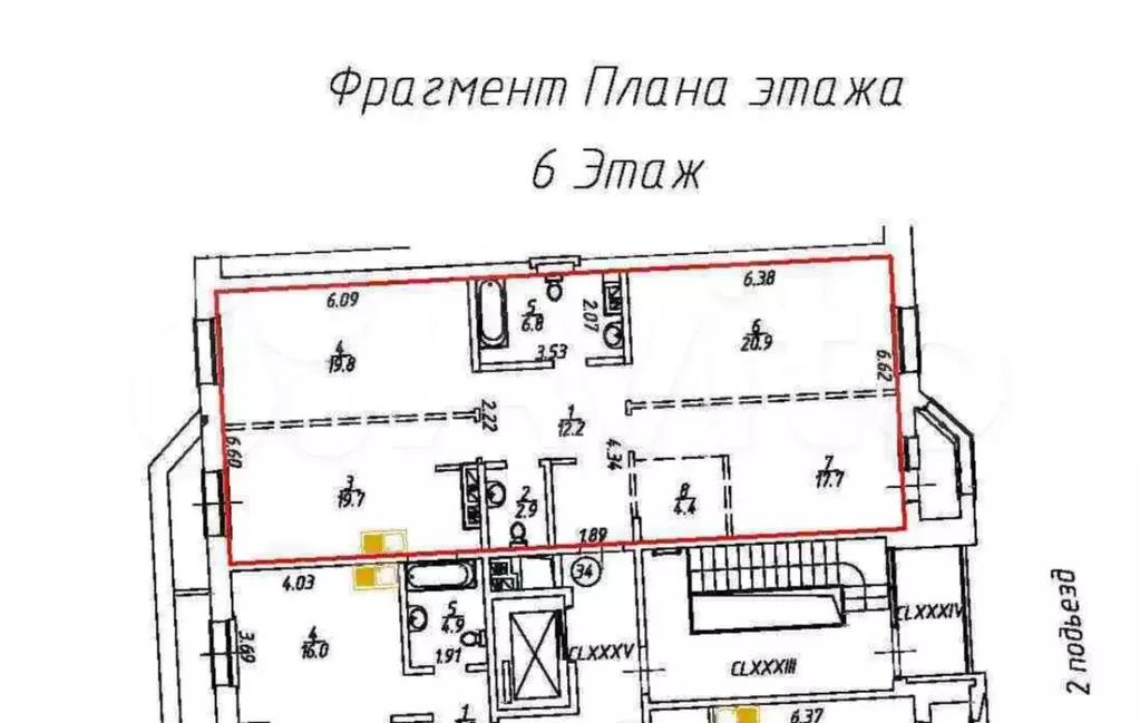 3-к. квартира, 104,4 м, 6/6 эт. - Фото 0