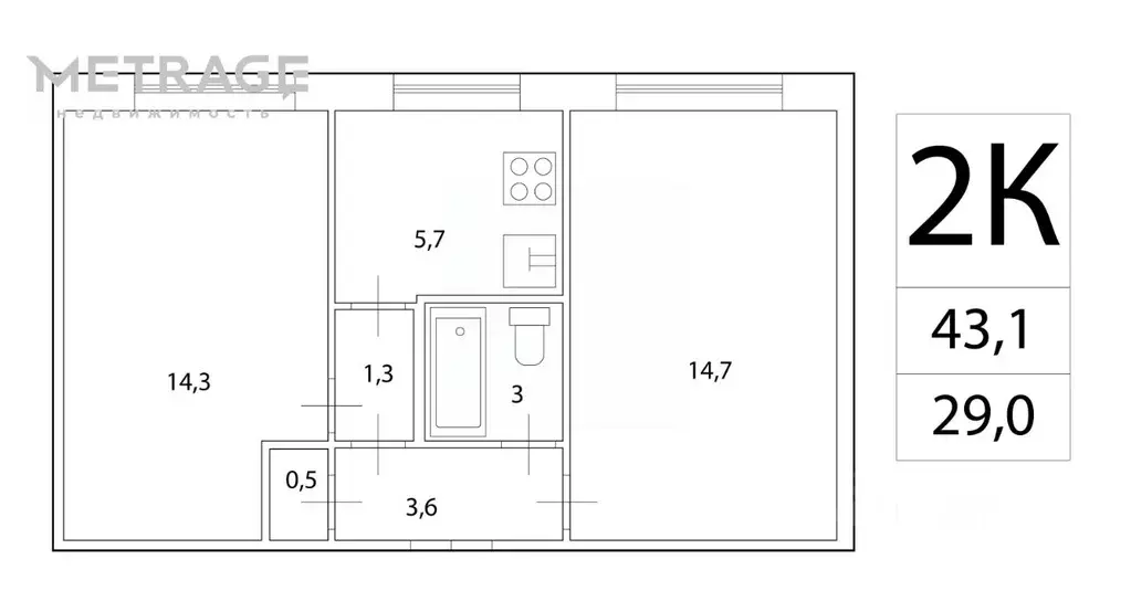 2-к кв. Новосибирская область, Новосибирск ул. Грибоедова, 80 (43.1 м) - Фото 1