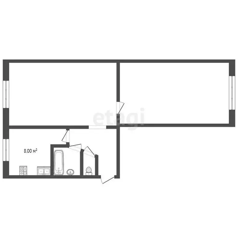 2-комнатная квартира: Тюмень, улица 50 лет ВЛКСМ, 105 (44 м) - Фото 1