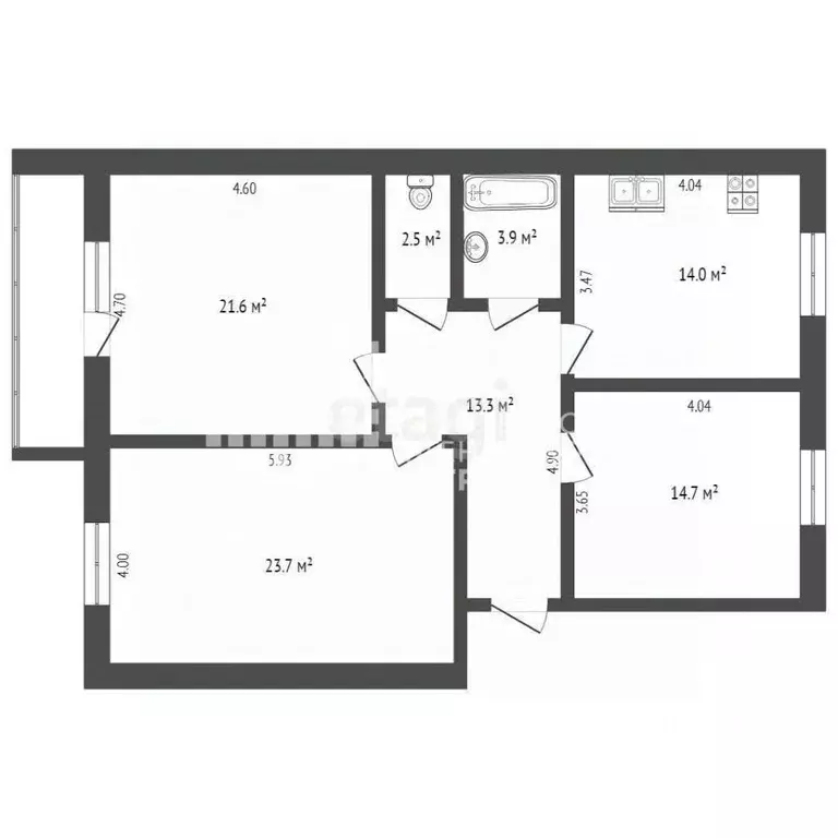 3-к кв. Ханты-Мансийский АО, Ханты-Мансийск Красноармейская ул., 35 ... - Фото 1