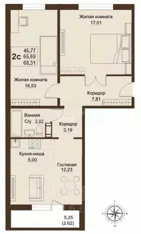 2-к кв. Челябинская область, Челябинский городской округ, пос. ... - Фото 2
