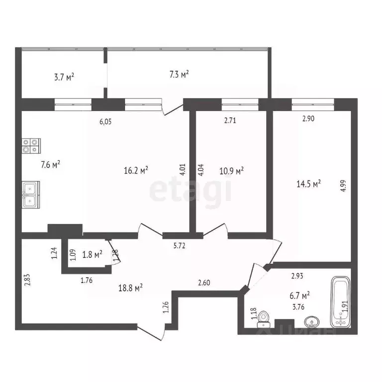 2-к кв. Кировская область, Киров ул. Урицкого, 24 (76.5 м) - Фото 1