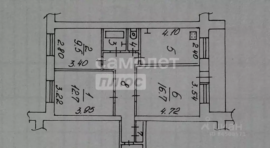 3-к кв. Калужская область, Калуга Московская ул., 120 (62.3 м) - Фото 2