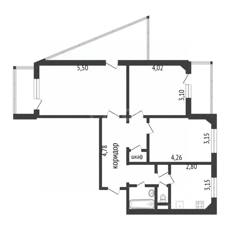 3-к кв. Белгородская область, Белгород Железнодорожная ул., 121 (77.5 ... - Фото 2