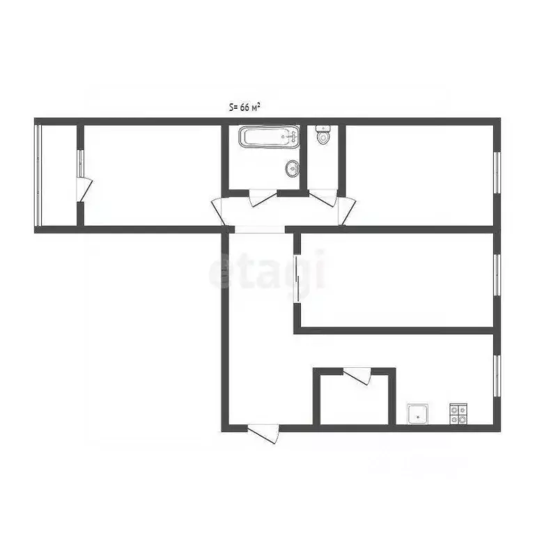 3-к кв. Тульская область, Тула ул. Вересаева, 1б (66.6 м) - Фото 2