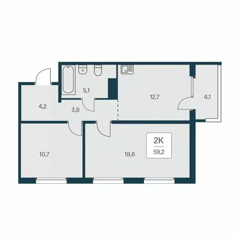 2-к кв. Новосибирская область, Новосибирск Игарская ул., 6 (59.2 м) - Фото 1