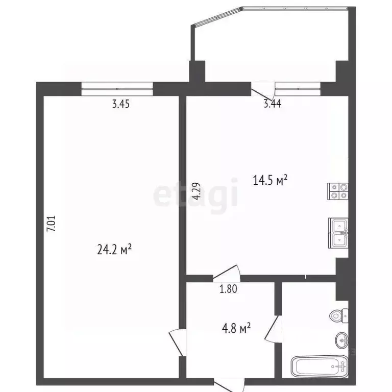 1-к кв. Ханты-Мансийский АО, Сургут ул. Иосифа Каролинского, 9 (47.4 ... - Фото 0