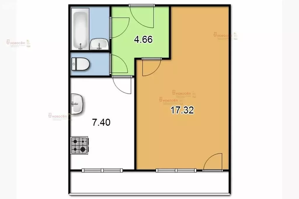 1-комнатная квартира: Берёзовский, улица Брусницына, 3 (33.5 м) - Фото 1