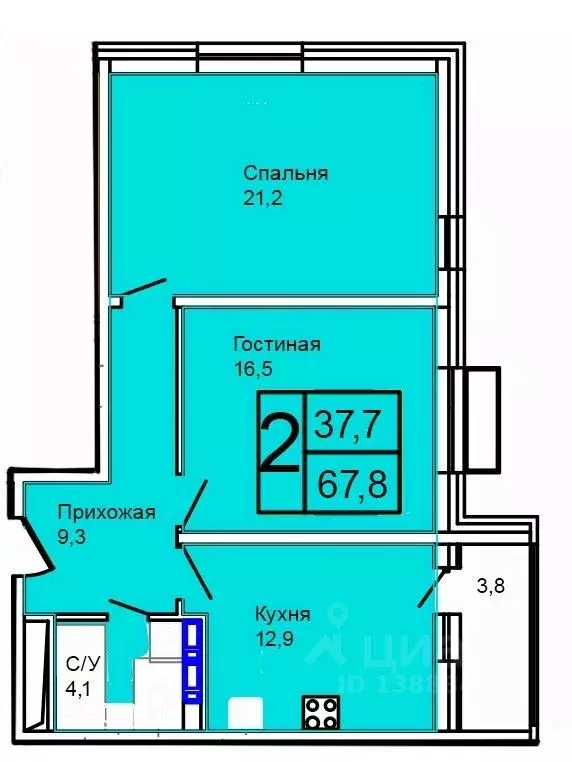 2-к кв. Москва Троицк поселение,  (67.8 м) - Фото 1