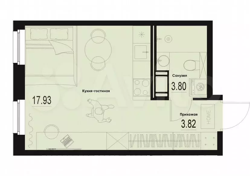 Квартира-студия, 25,6 м, 3/12 эт. - Фото 0