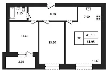 Продаётся 2-к квартира, 61.95 м - Фото 0